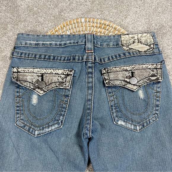 True Religion Denim - True Religion Women’s Snakeskin Flap Pockets Joey Boot Cut Jeans Low Rise 30